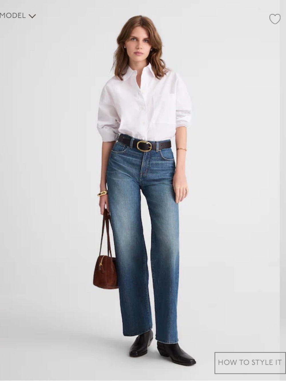 Madewell Blue Wide-Leg Jeans with White Shirt